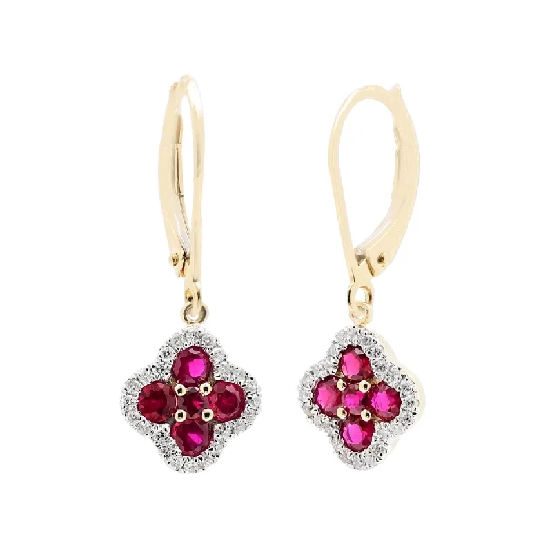 Knotted Drop Earrings for Intricate-Knotted Drop Earrings for Intricate-Ruby Drop Earrings in 14kt Yellow Gold with Diamonds (1/4ct tw)