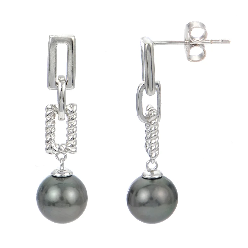 Simple Drop Earrings for Subtle-Simple Drop Earrings for Subtle-SS Tahitian Pearl Drop Earrings