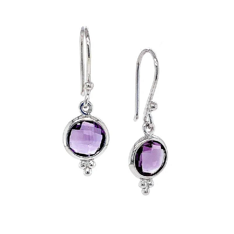 Gothic Drop Earrings for Dark-Gothic Drop Earrings for Dark-Sterling Silver and Amethyst Beaded Drop Earrings - "Elestren"