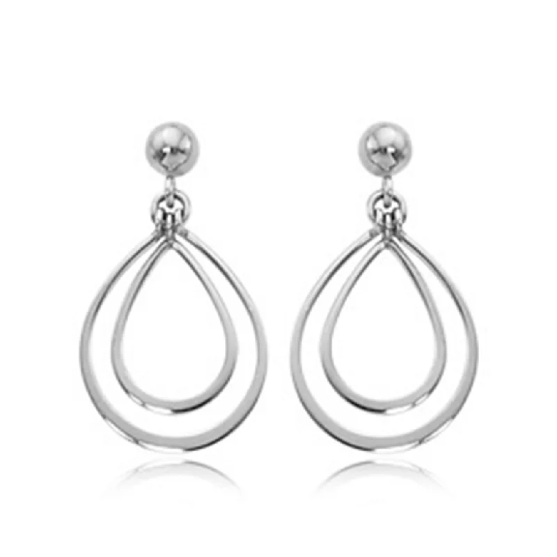 Designer Drop Earrings for High-End-Designer Drop Earrings for High-End-Sterling Silver Double Pear Shaped Drop Earrings