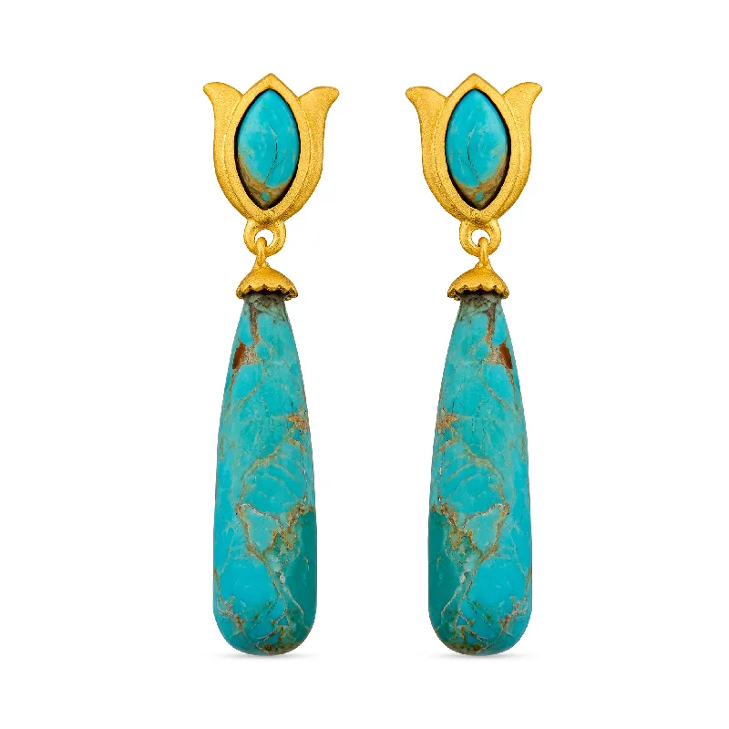 Halo Drop Earrings for Surrounding-Halo Drop Earrings for Surrounding-Verona Tulip Drop Earrings - Turquoise