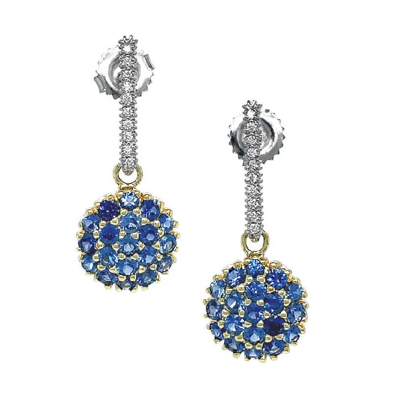 Hypoallergenic Drop Earrings for Sensitive-Hypoallergenic Drop Earrings for Sensitive-Yogo Sapphire & Diamond Drop Earrings - "Mosaic"