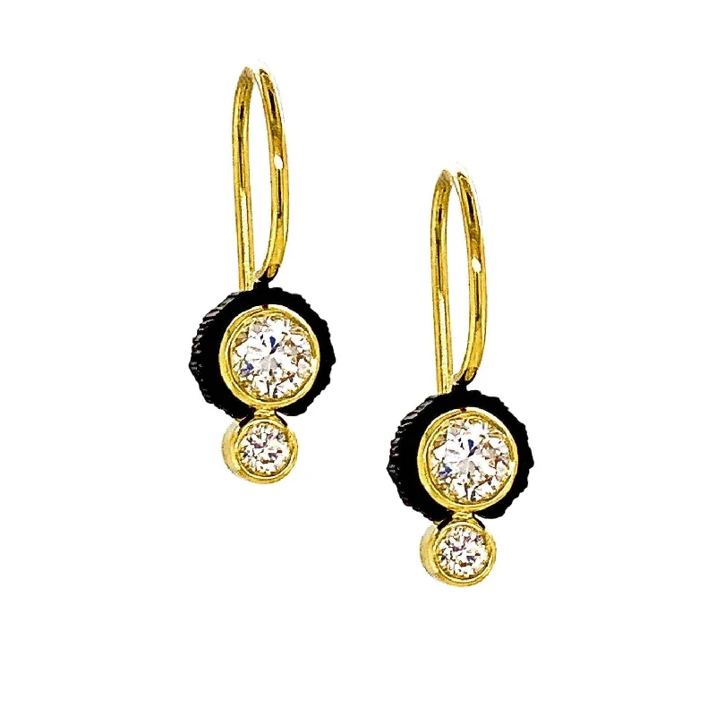 Engraved Drop Earrings for Personal-Engraved Drop Earrings for Personal-Yellow Gold Diamond Drop Earrings - "Chroma"