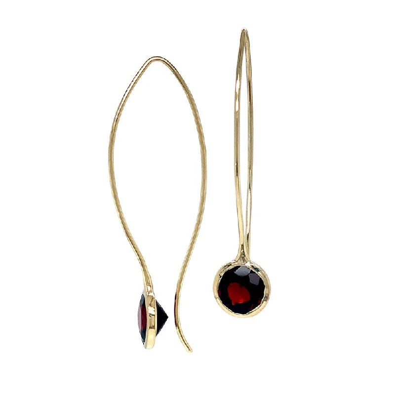 Flower-Shaped Drop Earrings for Delicate-Flower-Shaped Drop Earrings for Delicate-Yellow Gold & Garnet Drop Earrings -  "Comet"