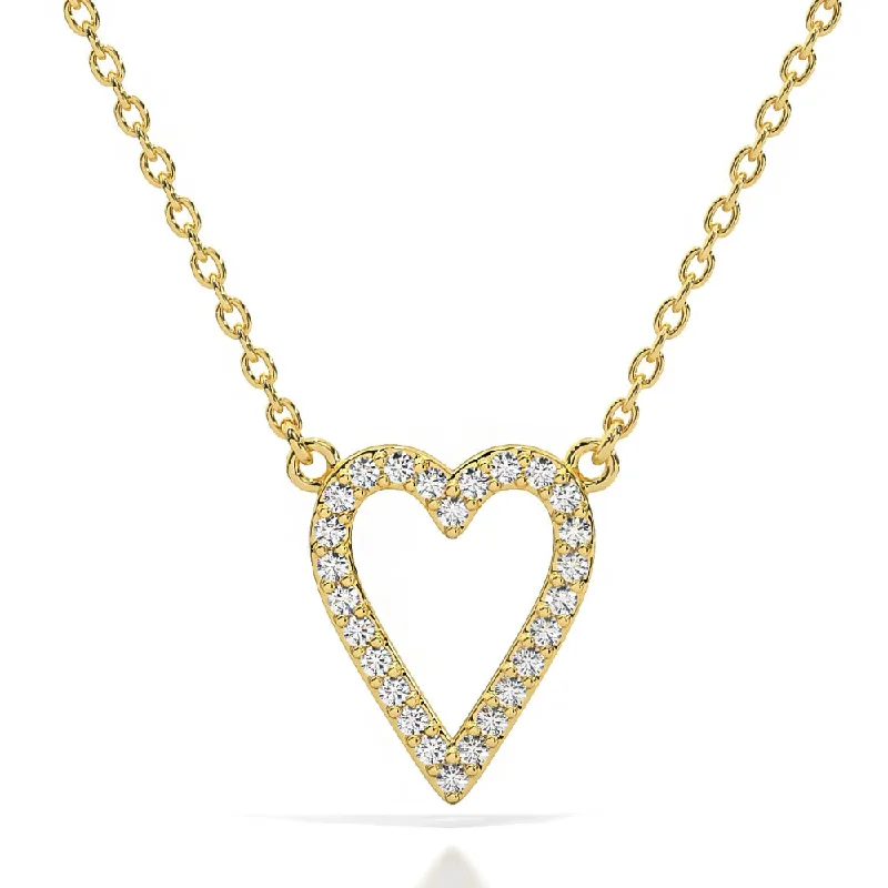 Geometric necklaces and pendants with sharp angles for modern, edgy looks -1/5Ct Diamond Heart Pendant 14k Gold 18" Necklace Lab Grown 1/2"