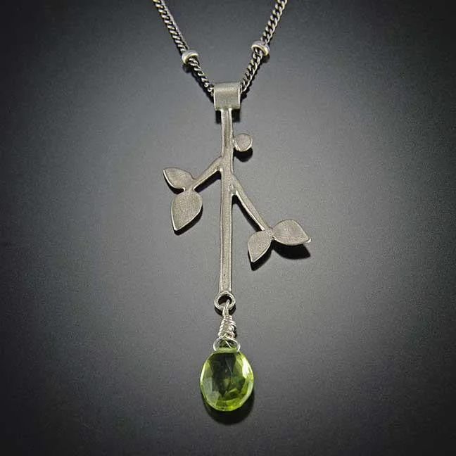 Affordable fashion necklaces and pendants for everyday wear and casual style -Branch Necklace with Peridot