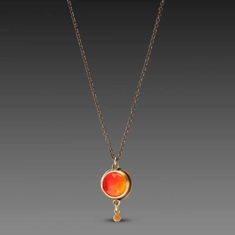 Elegant cuff necklaces and pendants with matching jewelry for chic, statement looks -Carnelian Necklace with Gold Drop