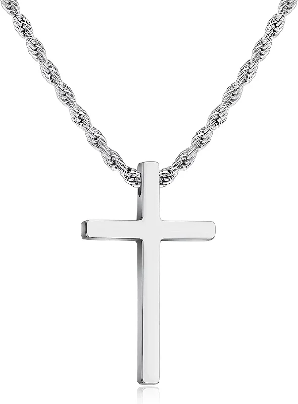 Sterling silver heart-shaped pendants and necklaces for romantic and personalized gifts -18" Stainless Steel Cross Necklace