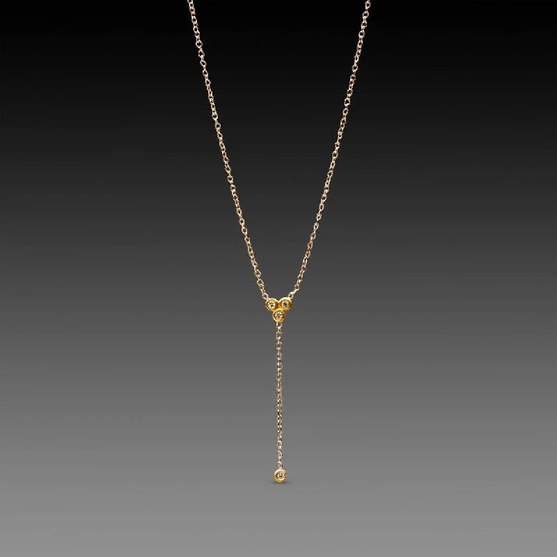 Best diamond necklaces and pendants for special occasions and luxury gifts -Delicate Diamond Trio Necklace with Diamond Drop