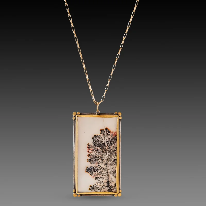 Fashionable chokers and pendants for trendy, close-fitting jewelry looks -Dendritic Agate Necklace with Paperclip Chain