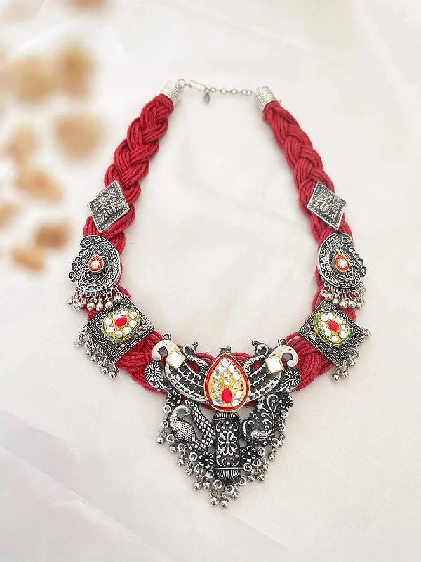 Elegant cuff necklaces and pendants with matching jewelry for chic, statement looks -Earthbound Elegance Red Jute Necklace