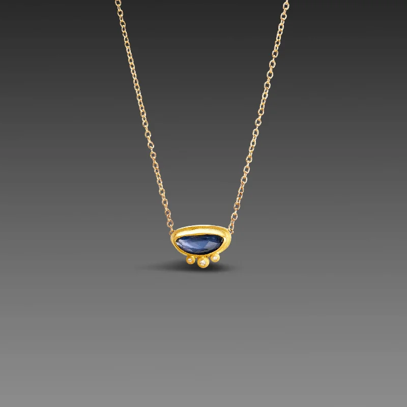 Boho-chic necklaces and pendants with tassels for a free-spirited look -Floating Sapphire Necklace with Diamonds