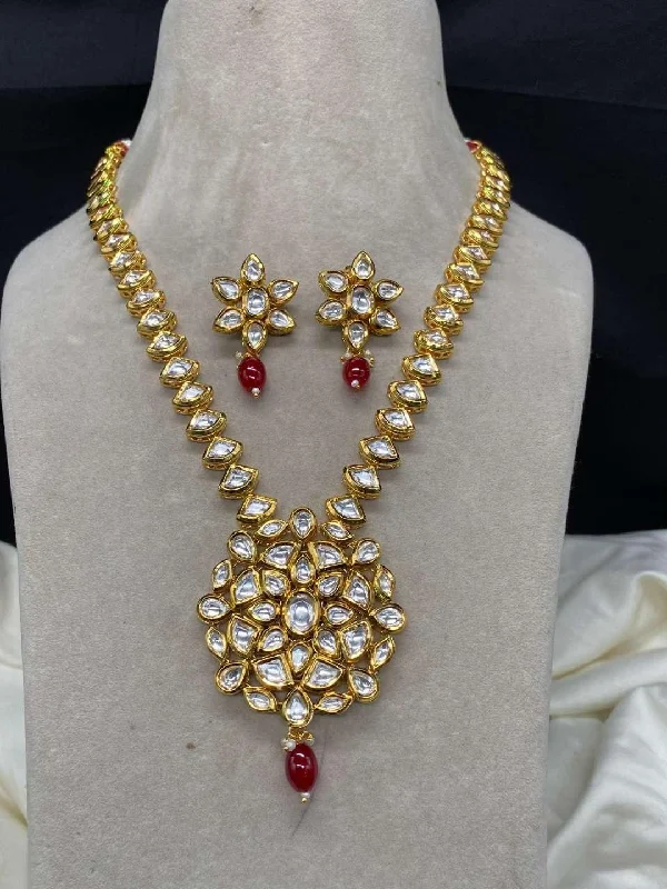 Luxury gemstone necklaces and pendants with sapphires, emeralds, or rubies -Gorgeous Kundan Designer Necklace Set