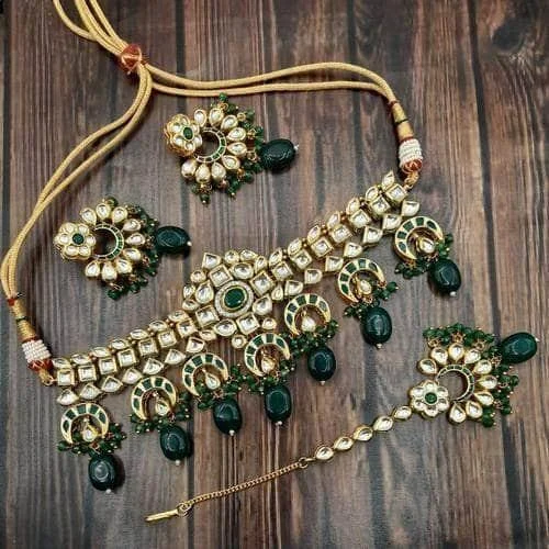 Affordable fashion necklaces and pendants for everyday wear and casual style -Kundan Choker With Hanging Chand Necklace