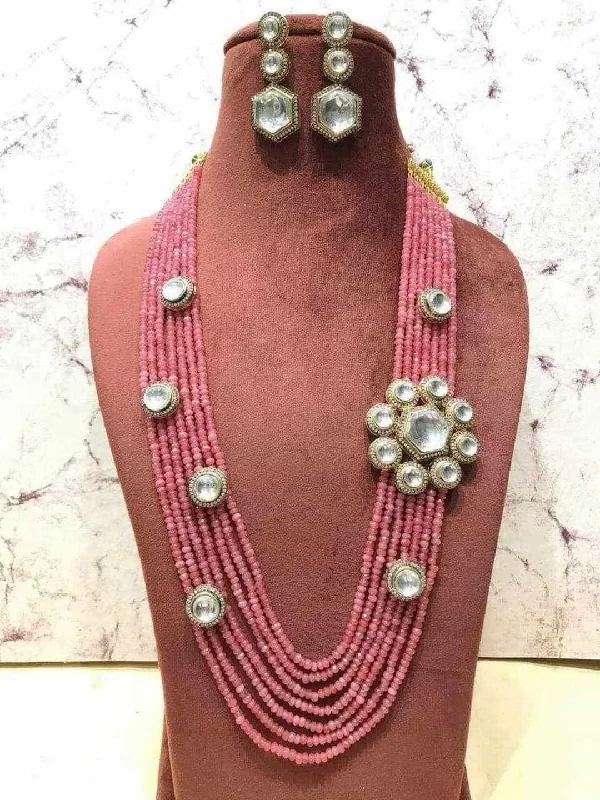 Colorful beaded necklaces and pendants for adding a pop of vibrancy -Kundan Patched Necklace