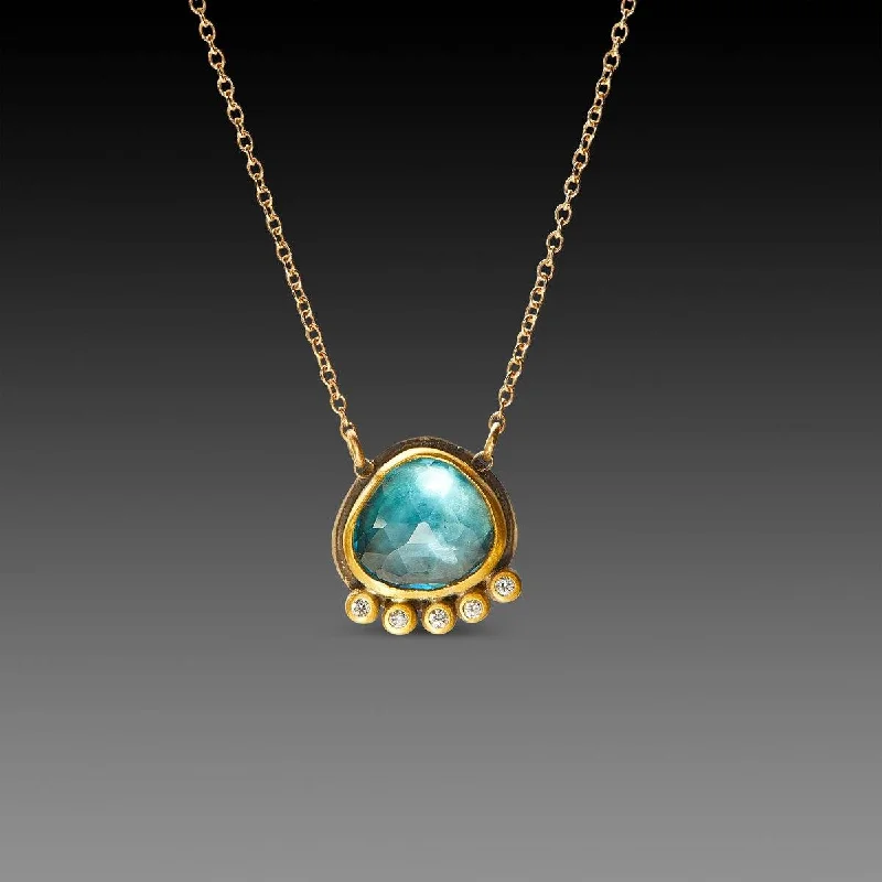 Adjustable necklaces and pendants with customizable lengths for versatile styling -London Blue Topaz Necklace with Diamond Line