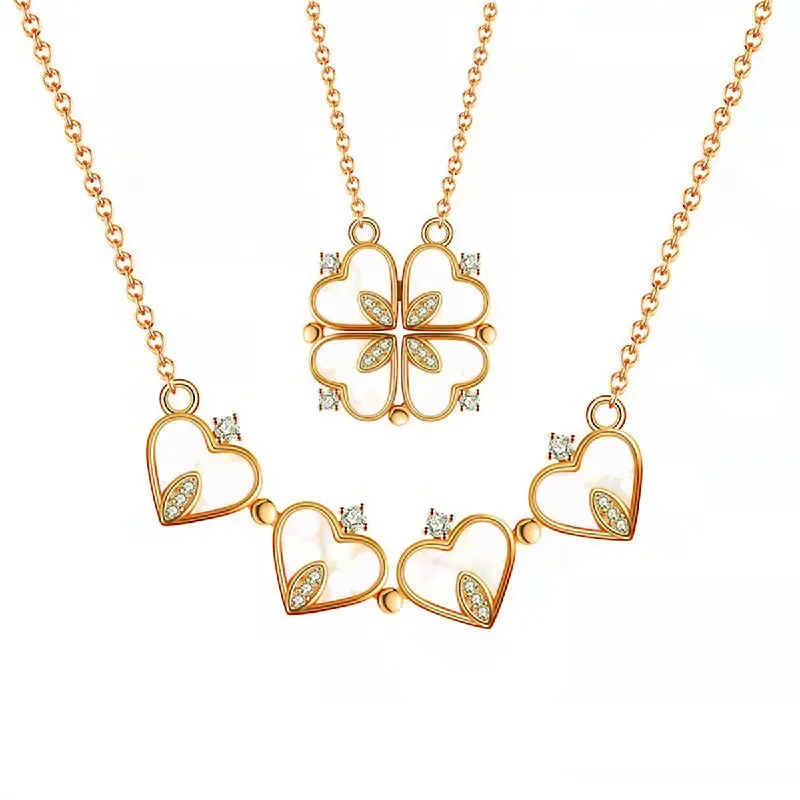 Butterfly-shaped necklaces and pendants for whimsical and feminine jewelry styles -Lucky Four Leaf Clover Necklace, Gifts for Mother'S Day Valentine'S Day Day Birthday