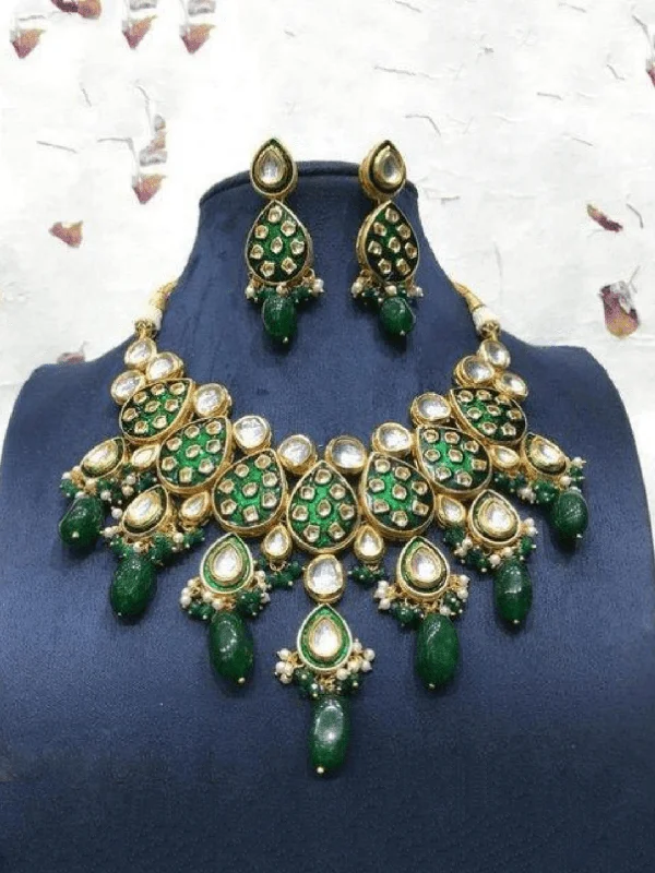 Crystal necklaces and pendants for adding sparkle and glamour to any outfit -Meena Kundan Drop Necklace