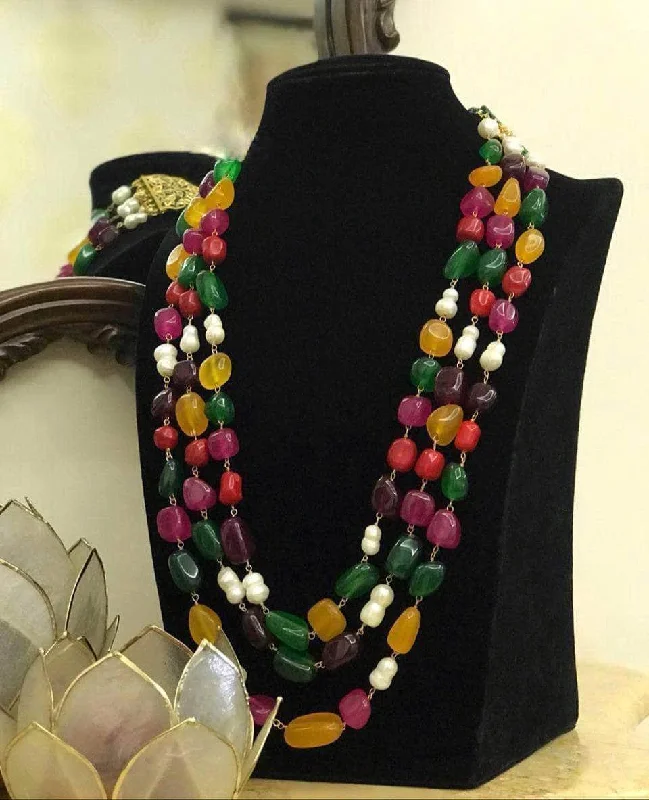 Elegant drop earrings and matching necklaces with pendants for formal occasions -Mutli Color Precious Stone Necklace