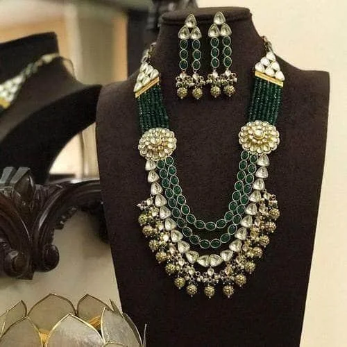 Retro-style necklaces and pendants with bold, geometric designs for nostalgic appeal -Patchi Side Patch Precious Stone Layered Necklace Set