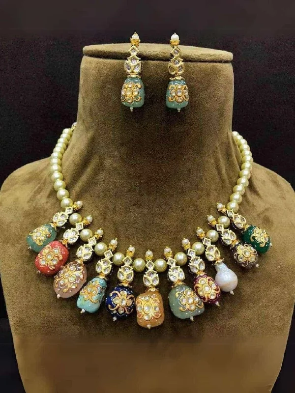 Color-changing necklaces and pendants with mood stones for a fun accessory -Pearl Split Multi Stone Necklace