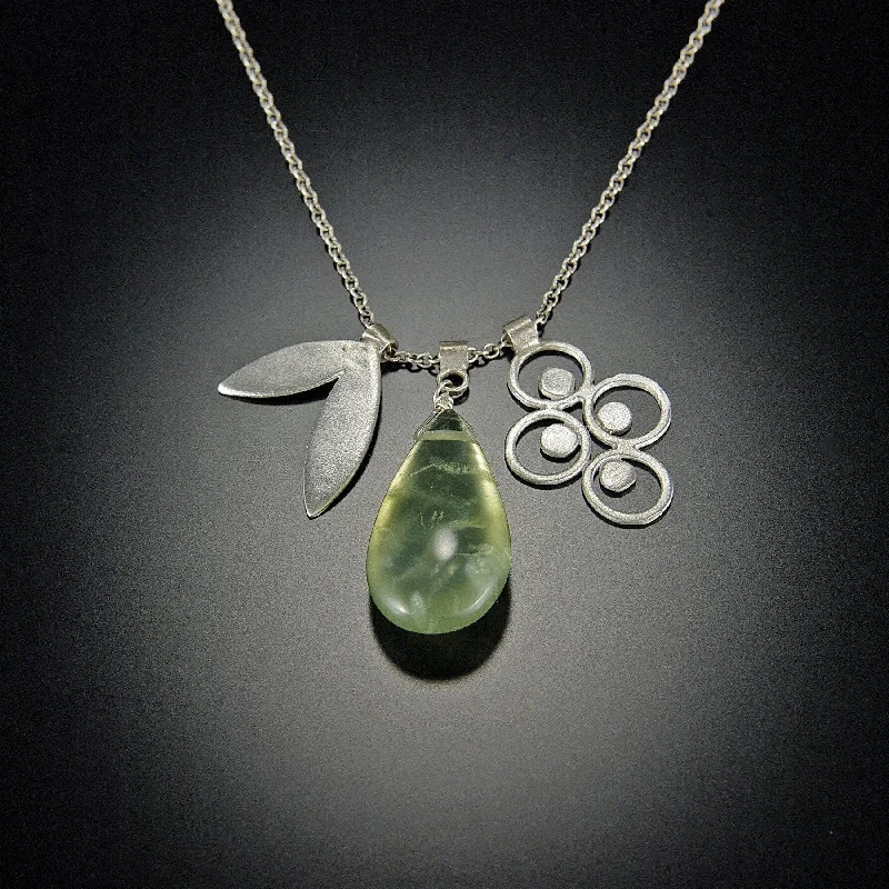 Silver heart pendants and necklaces for sentimental and romantic gifts -Prehnite Teardrop Charm Necklace