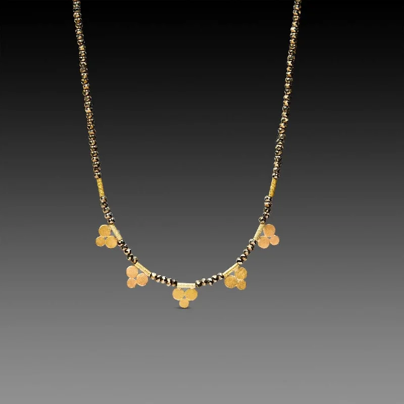 Designer pendant necklaces with pearls for classic and sophisticated evening wear -Pyrite Necklace with Gold Trios