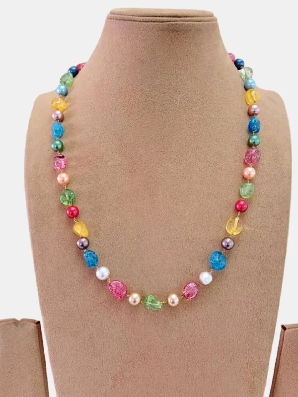 Stylish gemstone necklaces and pendants for adding color and elegance -Rainbow Fresh Water Necklace