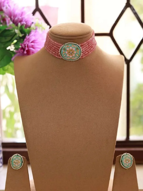 Heart-shaped necklaces and pendants for romantic gifts and special occasions -Rajasthani Kundan Choker Necklace Set