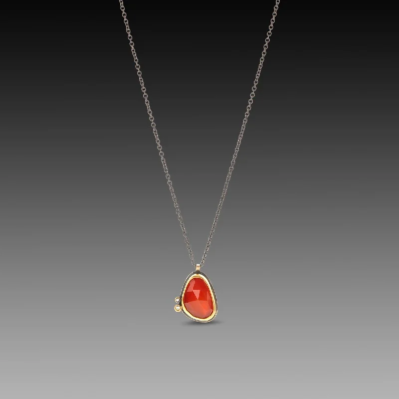 Personalized silver pendant necklaces for women who appreciate customized jewelry pieces -Rose Cut Carnelian Necklace