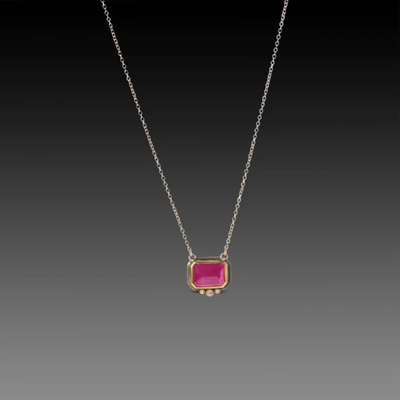 Triple pendant necklaces for unique designs with multi-layered pendant combinations -Ruby Necklace with Diamonds