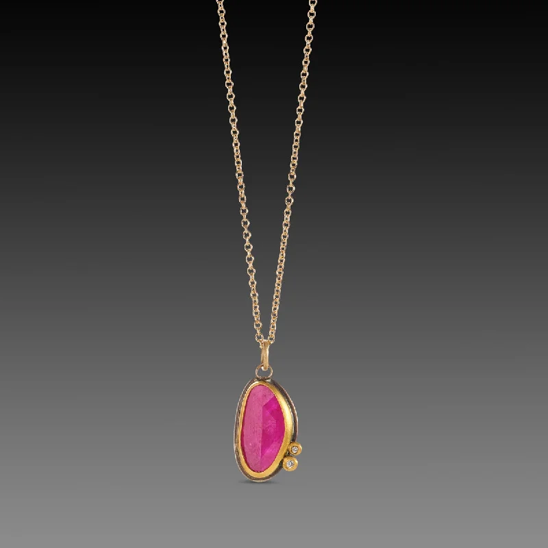 Affordable fashion necklaces and pendants for everyday wear and casual style -Organic Ruby Necklace with Diamonds