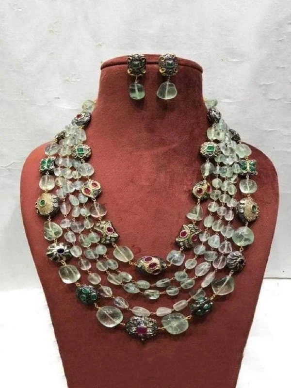 Elegant cuff necklaces and pendants with matching jewelry for chic, statement looks -Semi Precious Layered Necklace Set