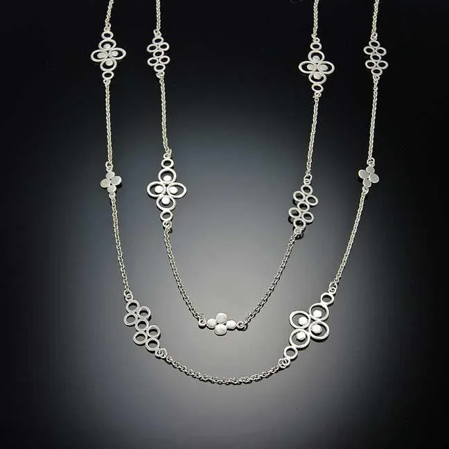 Long drop necklaces and pendants with elegant chains for sophisticated style -Silver Filigree Chain Necklace