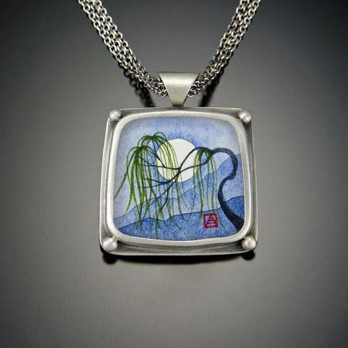 Personalized necklaces and pendants with initials for a custom gift idea -Square Willow Necklace