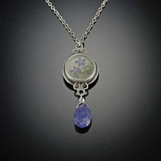 Turquoise pendant necklaces for women who love bold, colorful gemstone jewelry -Tiny Violets Necklace with Tanzanite