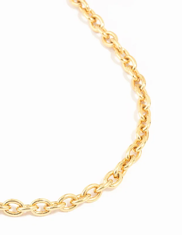 Simple gold necklaces and pendants for women looking for understated elegance -Waterproof Gold Plated Stainless Steel Cable Necklace