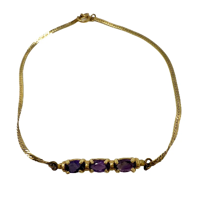 Holiday Bracelets for Festive Appeal-14K Gold Bracelet with 3 Amethyst