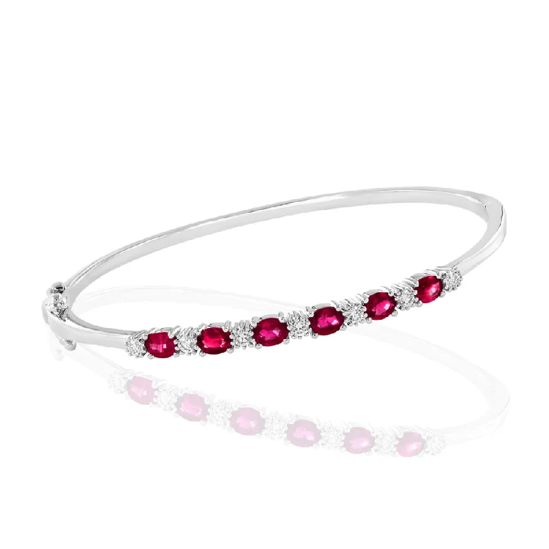 Leather Bracelets for Rustic Vibe-14k Ruby and Diamond Bangle Bracelet