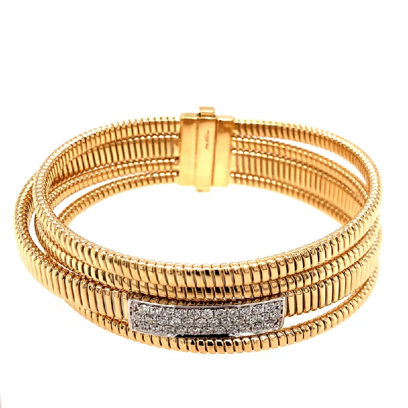 Charm Bracelets for Personal Touch-18k Gold Pave Diamond Four Strand Bangle Bracelet