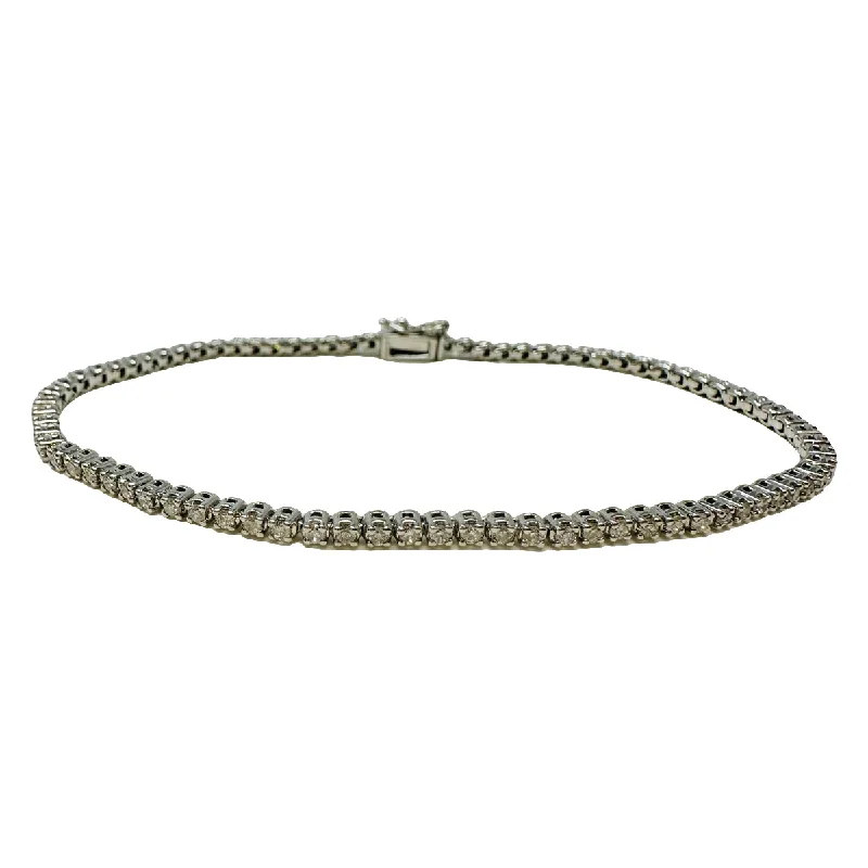 Glass Bangles for Shiny Appearance-18K White Gold Tennis Bracelet with 81 Diamonds