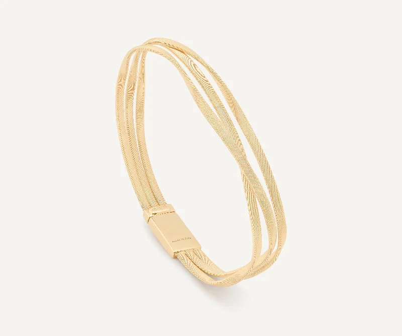 Heavy-Duty Bangles for Durable Use-18K Yellow Gold 3-Strand Coil Bracelet