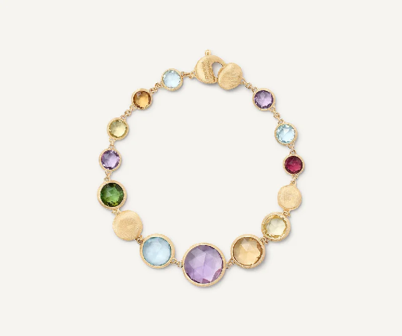 Graduation Bracelets for Commemorative Look-18K Yellow Gold Graduated Gemstone Bracelet