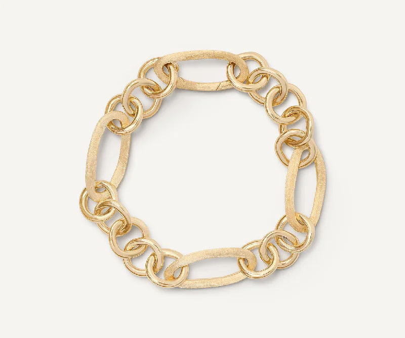 Layered Bangles for Dramatic Effect-18K Yellow Gold Link Bracelet