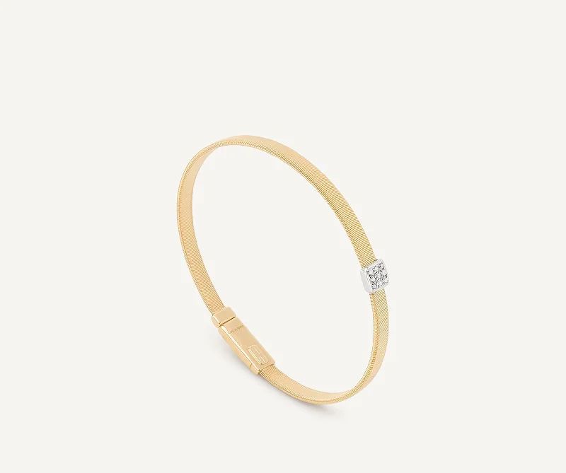 Casual Bangles for Everyday Wear-18K Yellow Gold Medium Stackable Bracelet With Diamonds