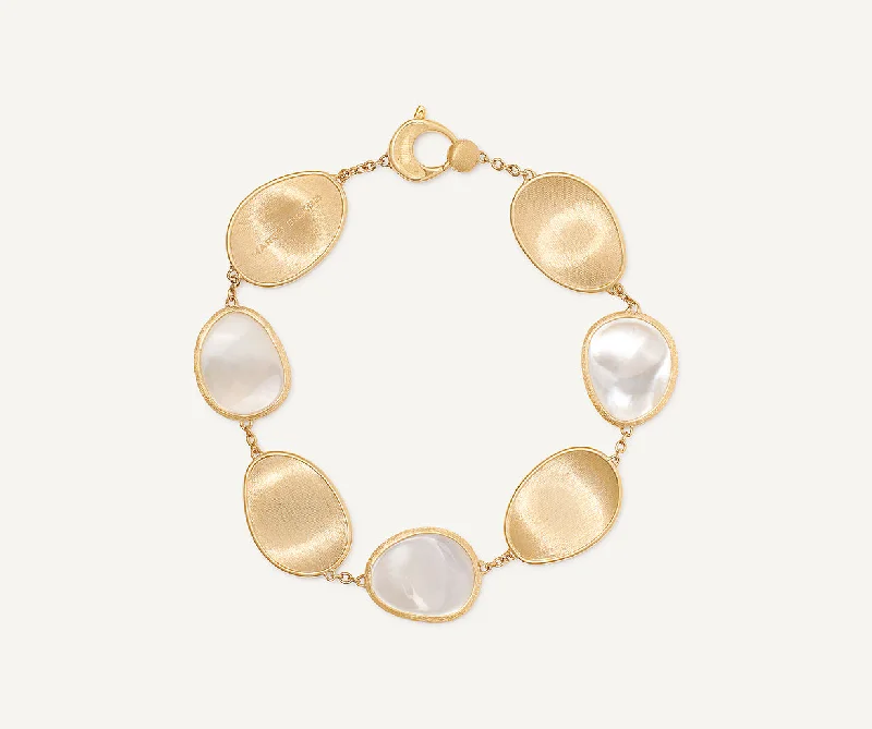 Heart-Shaped Bracelets for Romantic Vibe-18K Yellow Gold Mother of Pearl Bracelet