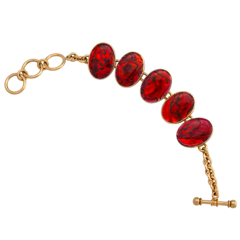 Stretch Bracelets for Easy On-Off-Alchemia Red Abalone Link Bracelet