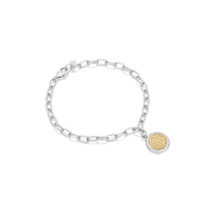 Travel Bracelets for On-The-Go Wear-Anna Beck Two Tone Classic Smooth Rim Charm Bracelet