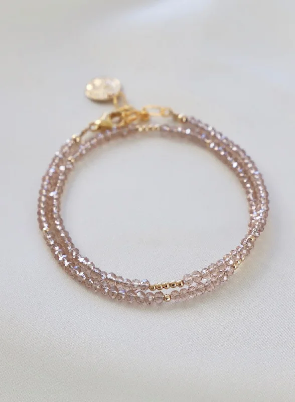 Plastic Bracelets for Budget Option-CHAMPAGNE PETITE CRYSTAL DOUBLE WRAP BRACELET