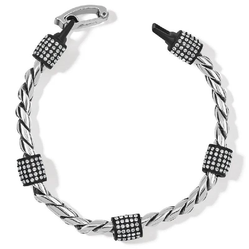 Quilted Bangles for Padded Look-Brighton Meridian Bracelet- Black/Silver